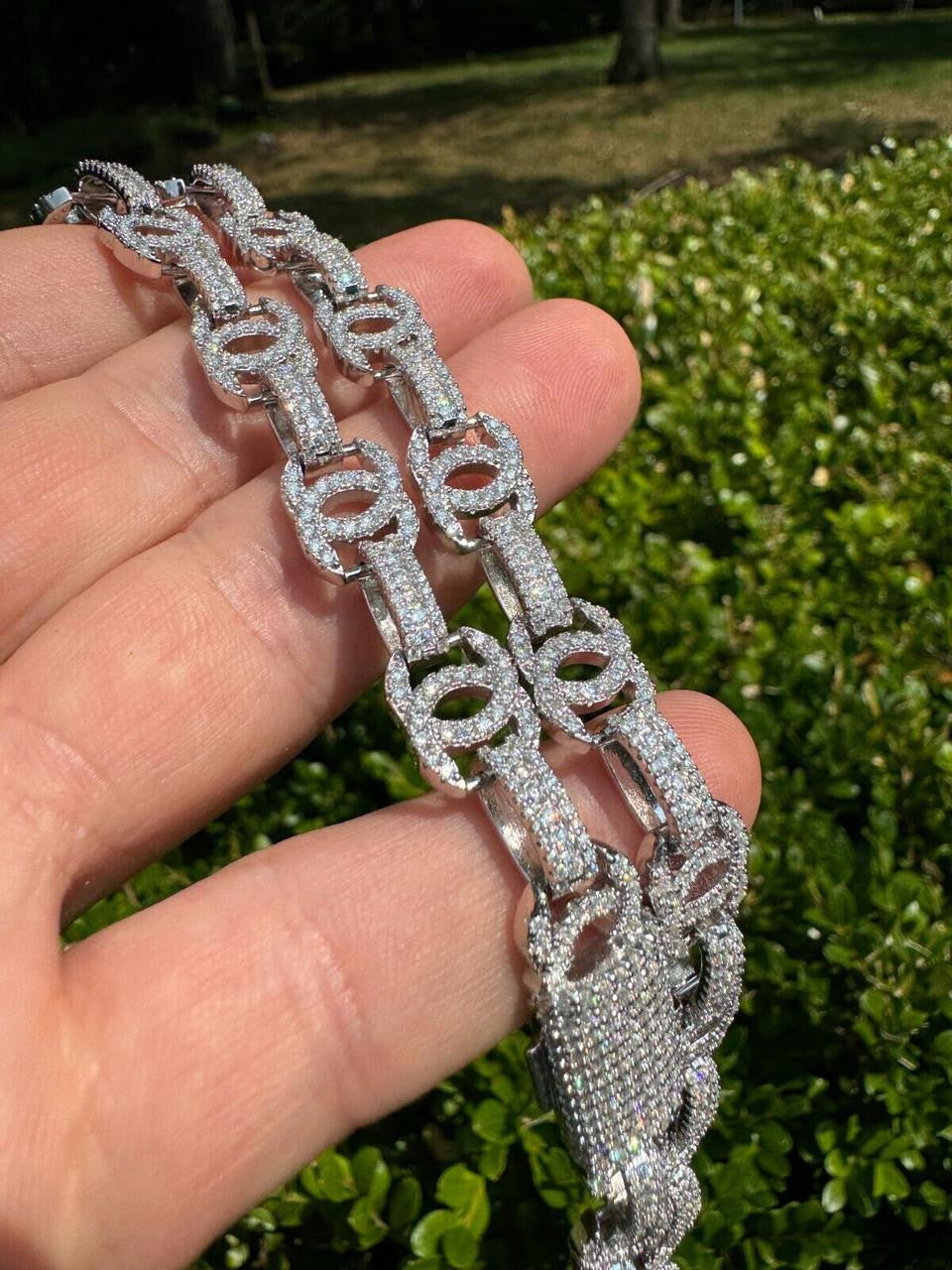 MOISSANITE Double C Custom Link Chain Necklace Iced Out - 925 Silver - 10mm - 16"-28"
