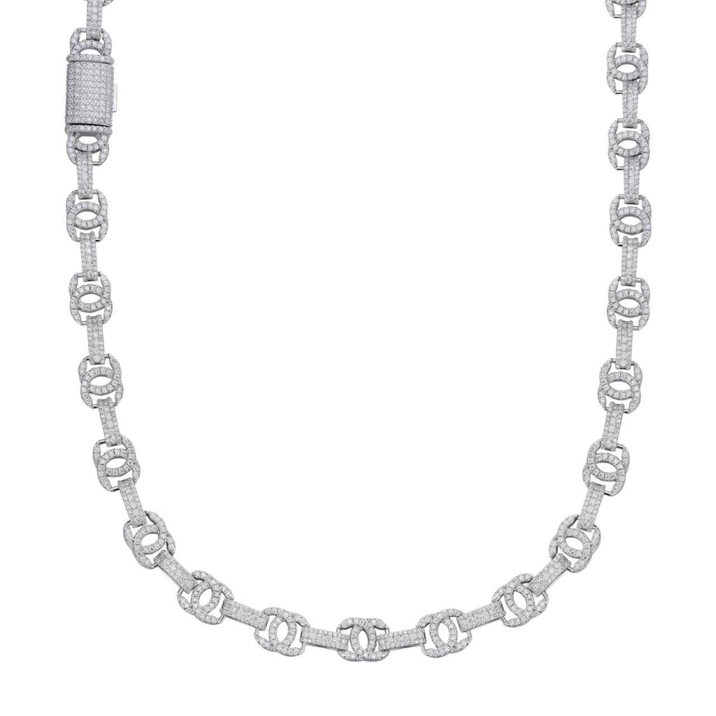 MOISSANITE Double C Custom Link Chain Necklace Iced Out - 925 Silver - 10mm - 16"-28"