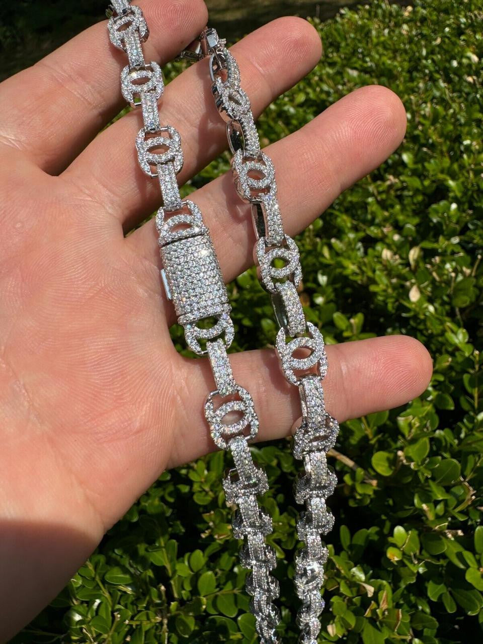 MOISSANITE Double C Custom Link Chain Necklace Iced Out - 925 Silver - 10mm - 16"-28"