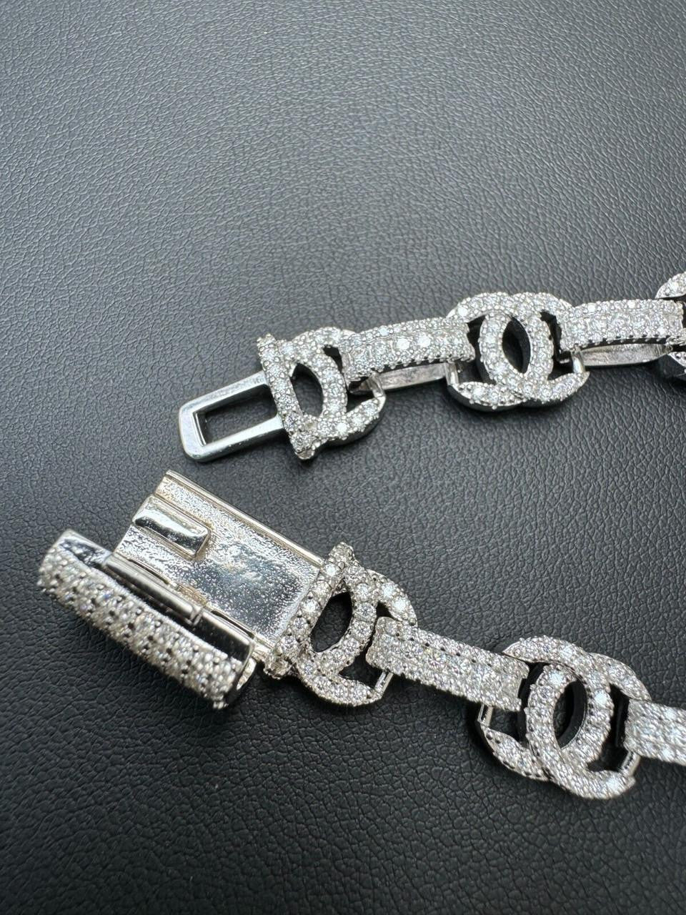 MOISSANITE Double C Custom Link Chain Necklace Iced Out - 925 Silver - 10mm - 16"-28"