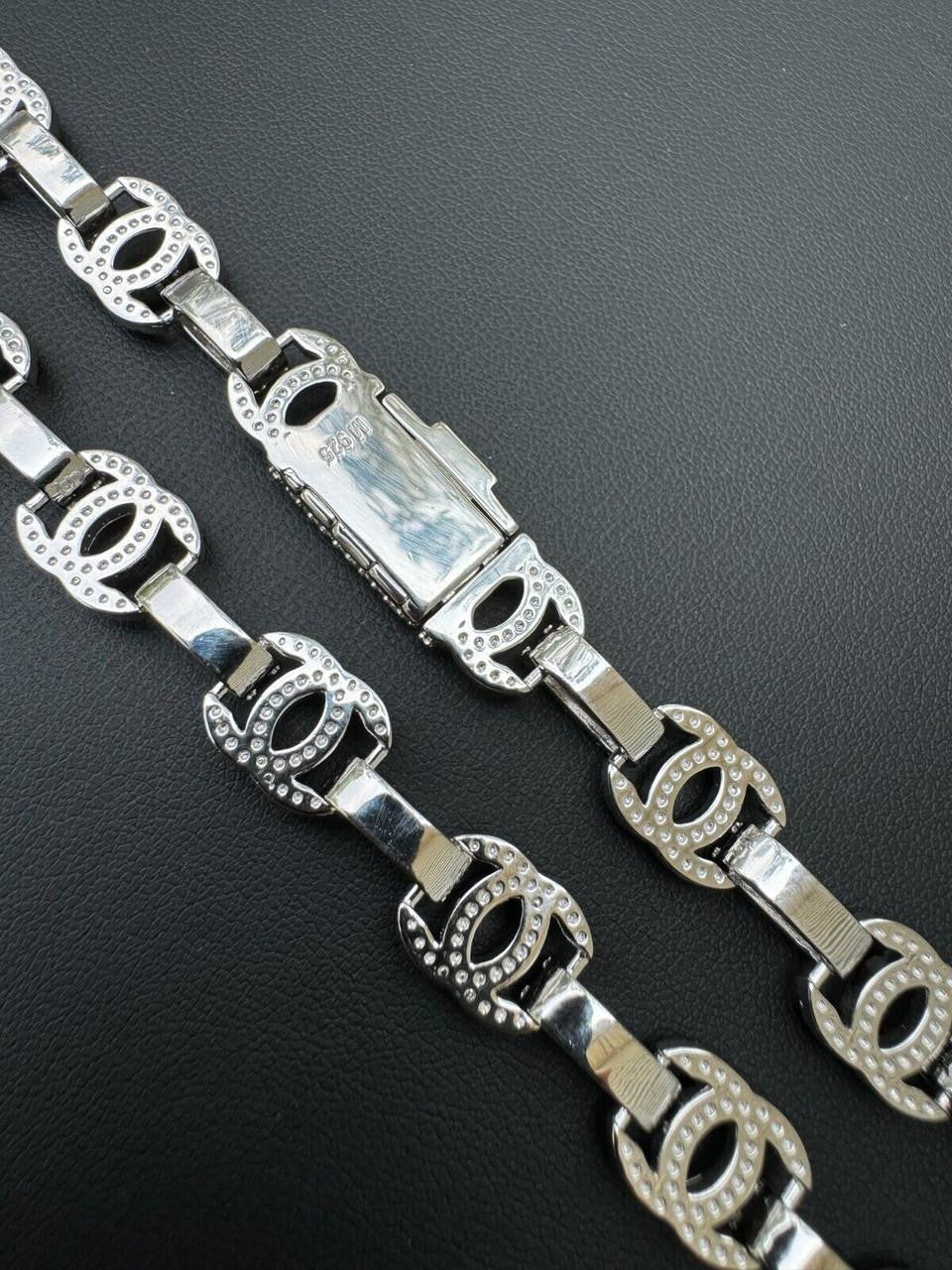 MOISSANITE Double C Custom Link Chain Necklace Iced Out - 925 Silver - 10mm - 16"-28"