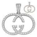 MOISSANITE Double G Iced Out Pendant - 14k Gold Vermeil Or 925 Silver - Small 1.5"