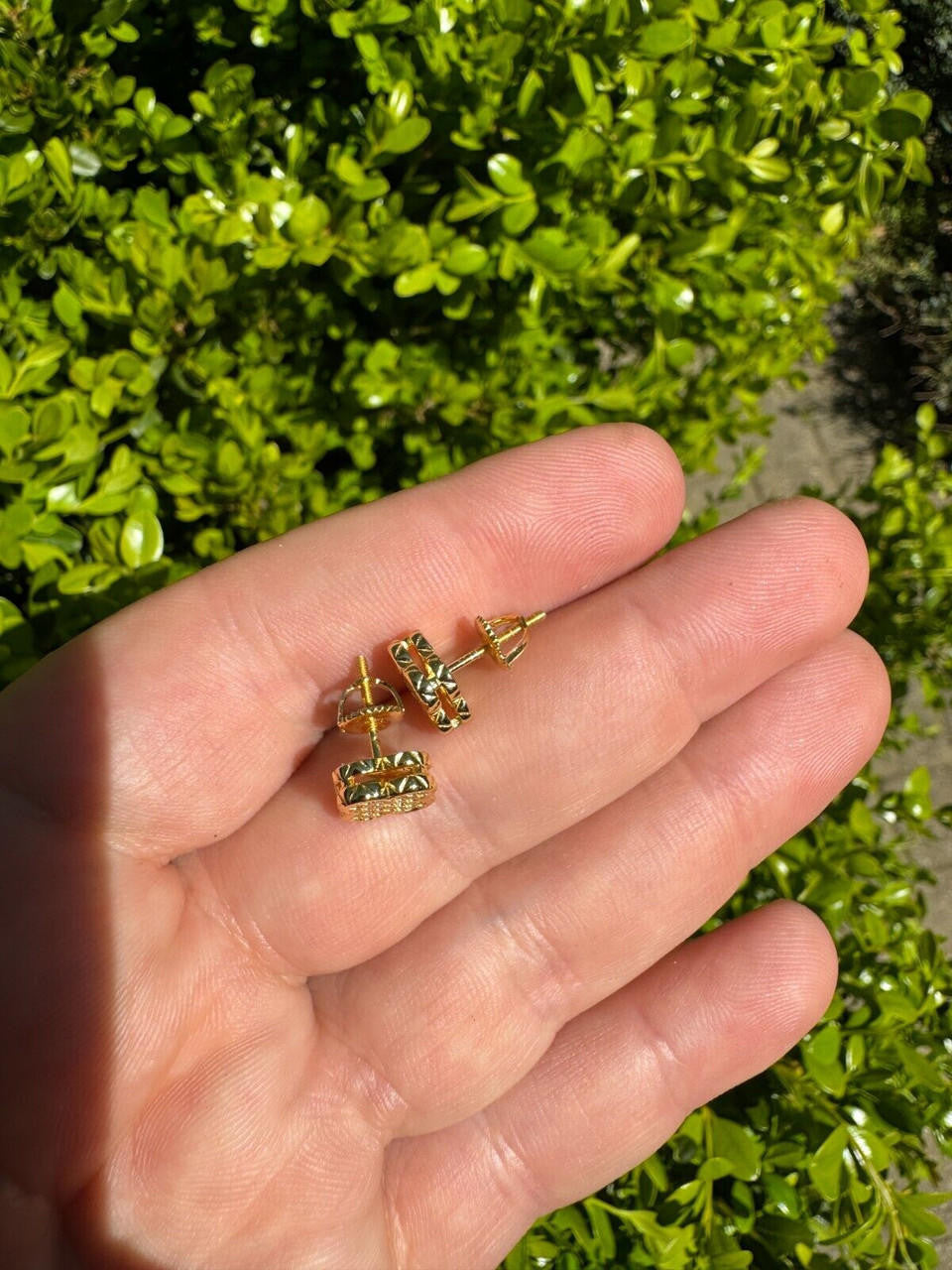 MOISSANITE Clover Fashionista Iced Out Earrings - 14k Gold Vermeil 925 Silver - 10mm