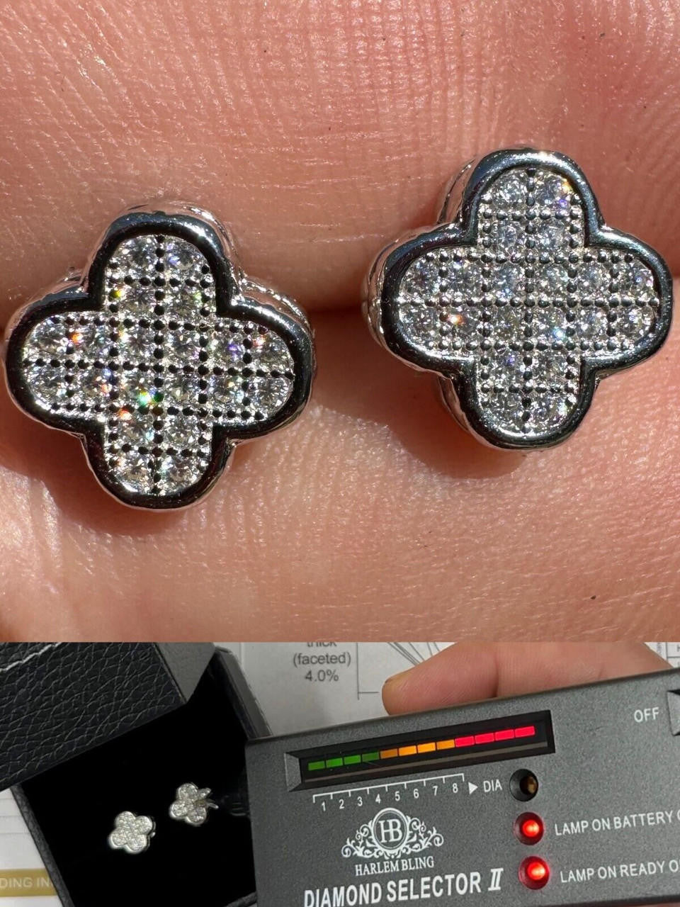 MOISSANITE Clover Fashionista Iced Out Earrings - 925 Silver - 10mm