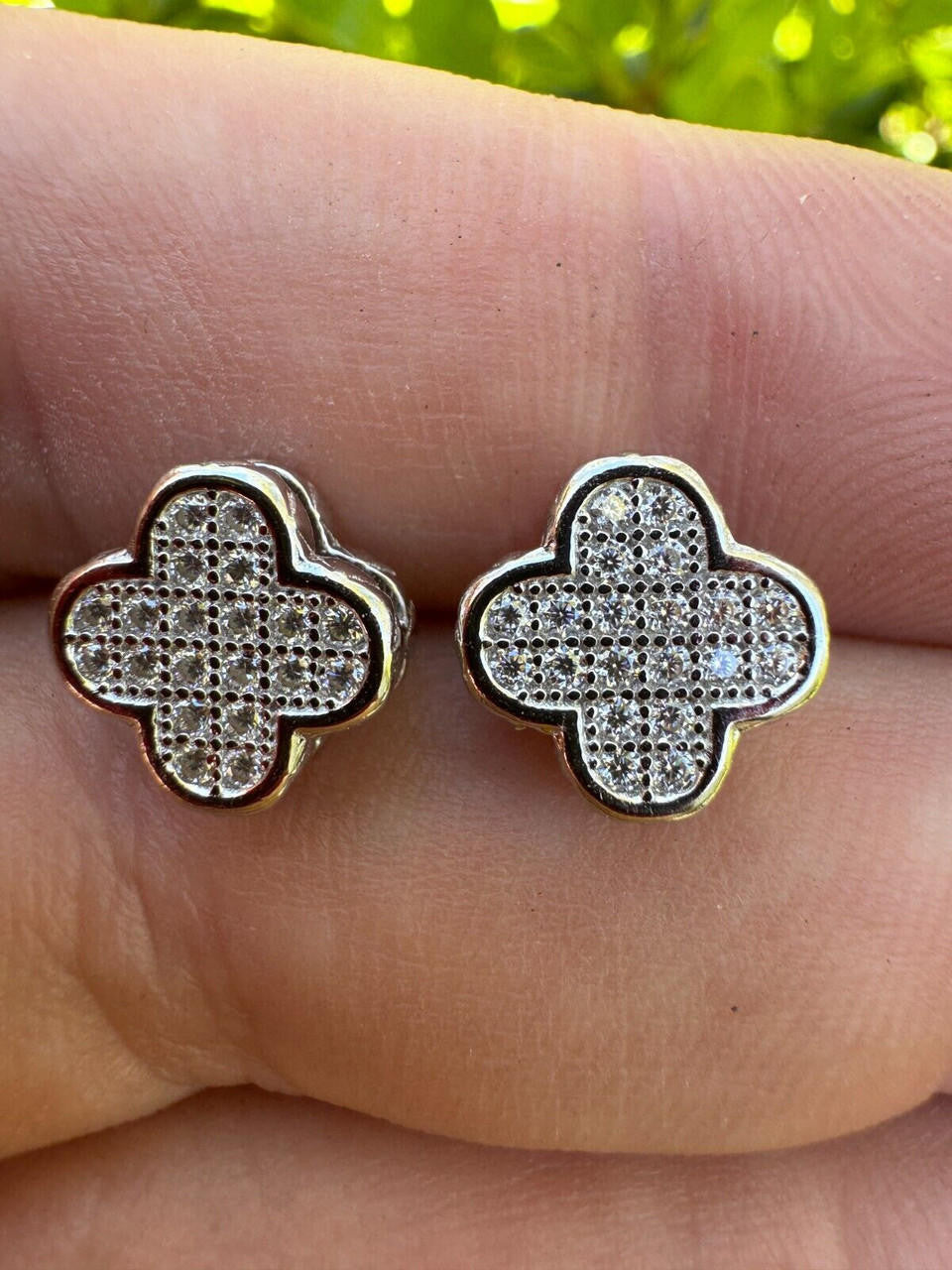 MOISSANITE Clover Fashionista Iced Out Earrings - 925 Silver - 10mm