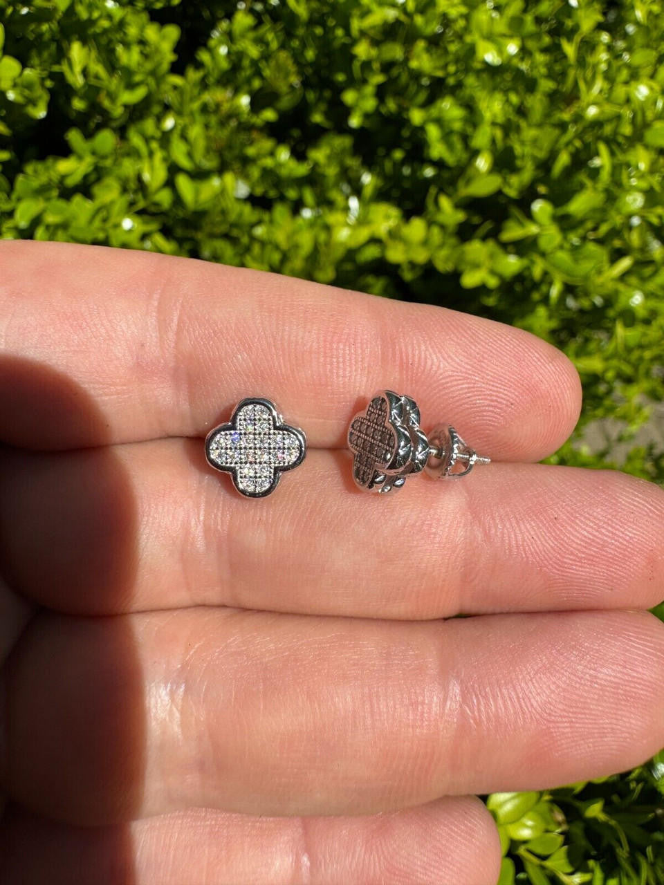 MOISSANITE Clover Fashionista Iced Out Earrings - 925 Silver - 10mm