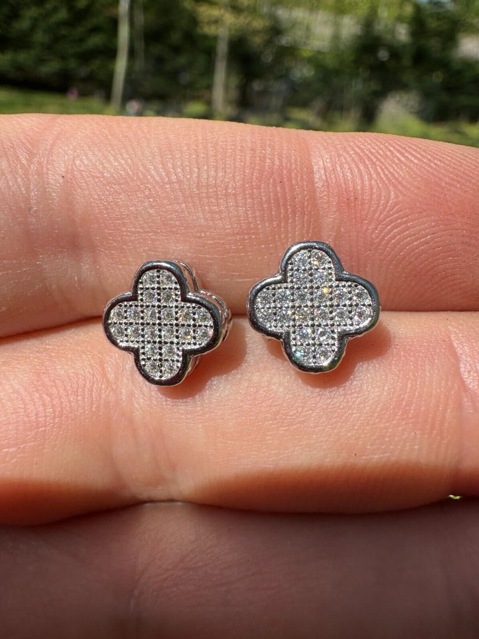 MOISSANITE Clover Fashionista Iced Out Earrings - 925 Silver - 10mm