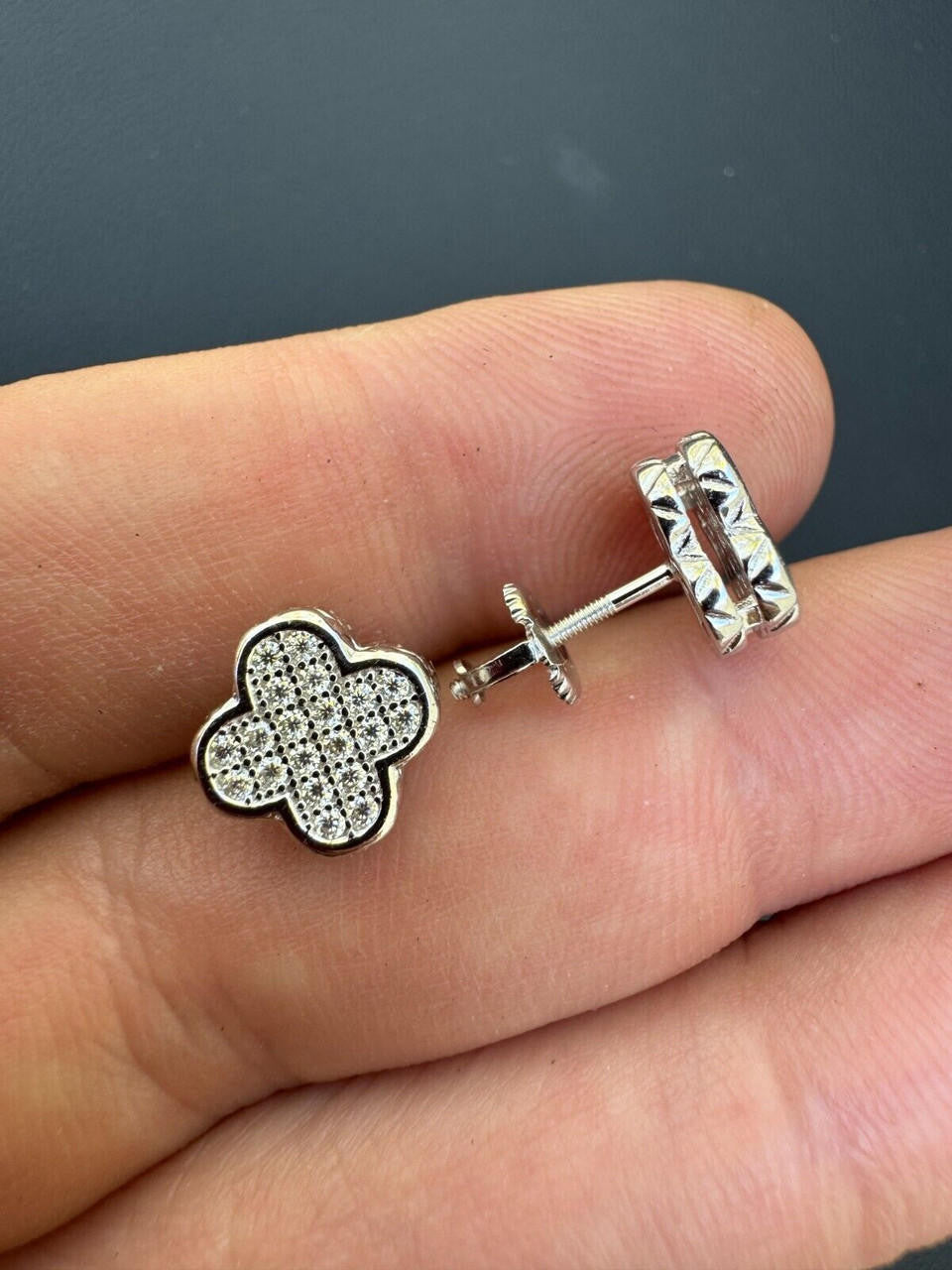 MOISSANITE Clover Fashionista Iced Out Earrings - 925 Silver - 10mm