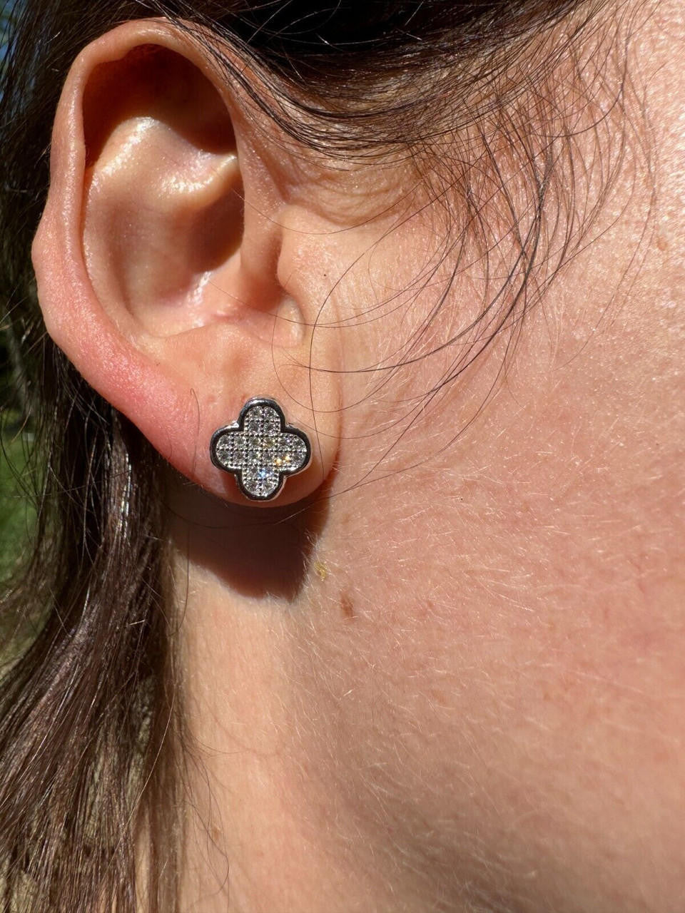 MOISSANITE Clover Fashionista Iced Out Earrings - 925 Silver - 10mm