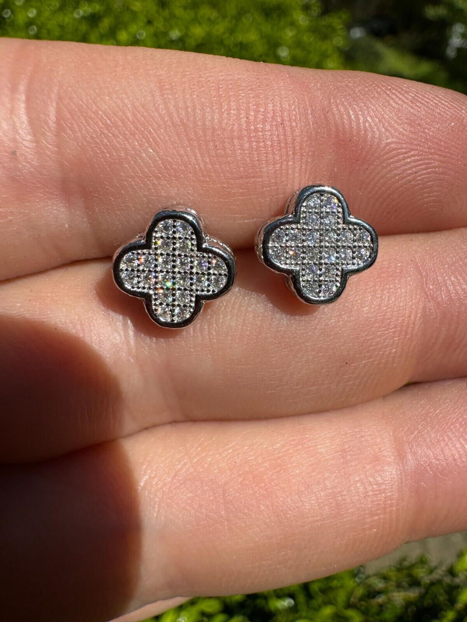 MOISSANITE Clover Fashionista Iced Out Earrings - 925 Silver - 10mm