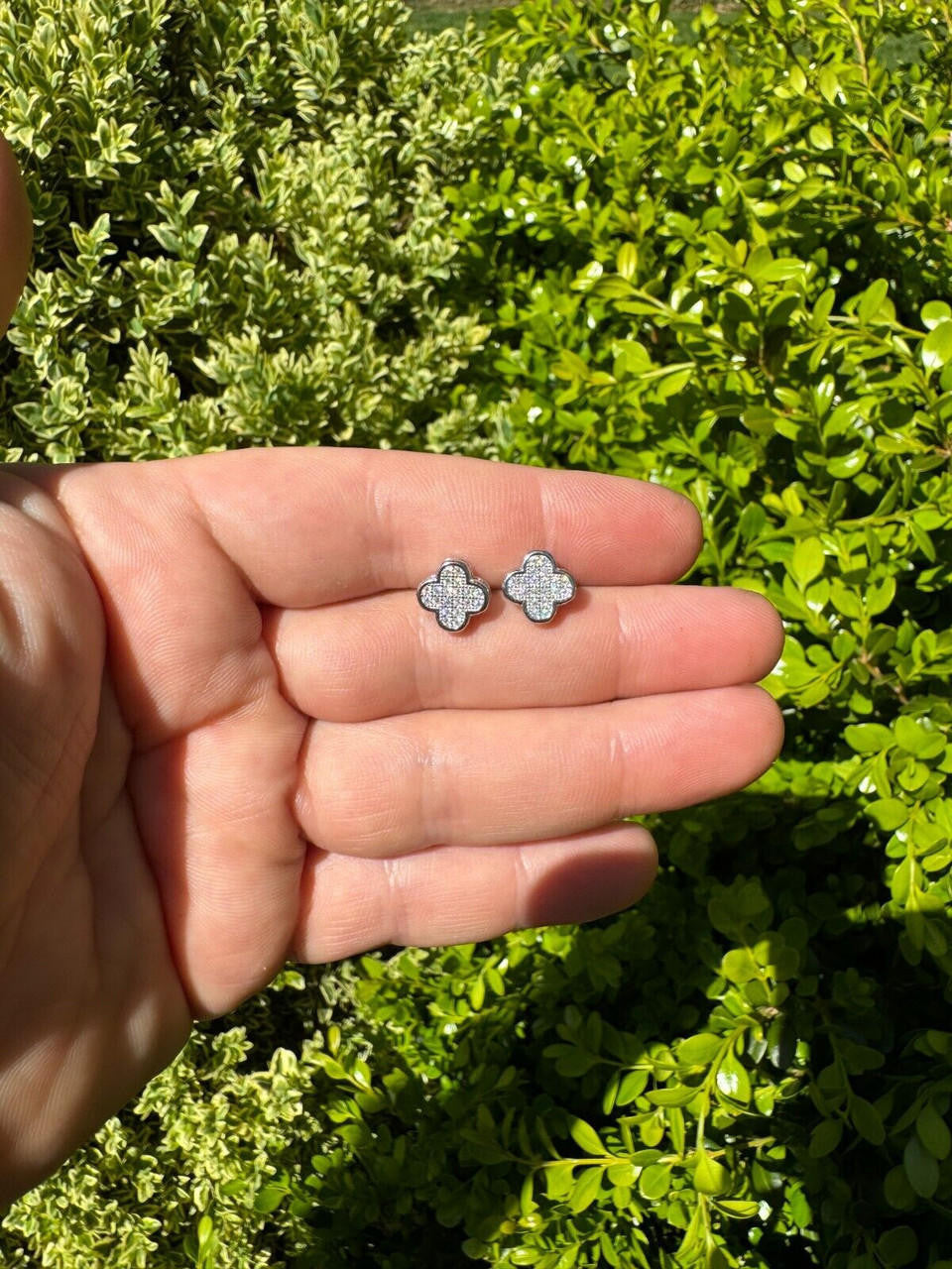 MOISSANITE Clover Fashionista Iced Out Earrings - 925 Silver - 10mm
