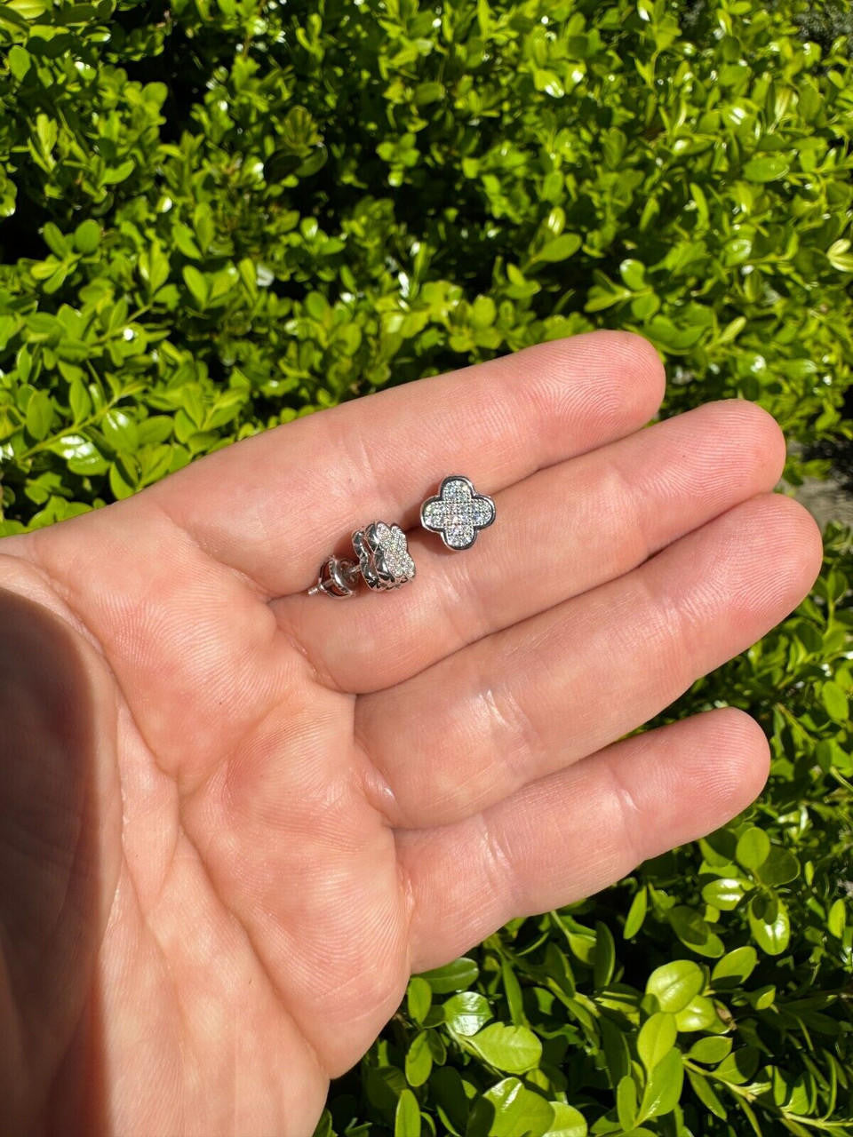MOISSANITE Clover Fashionista Iced Out Earrings - 925 Silver - 10mm