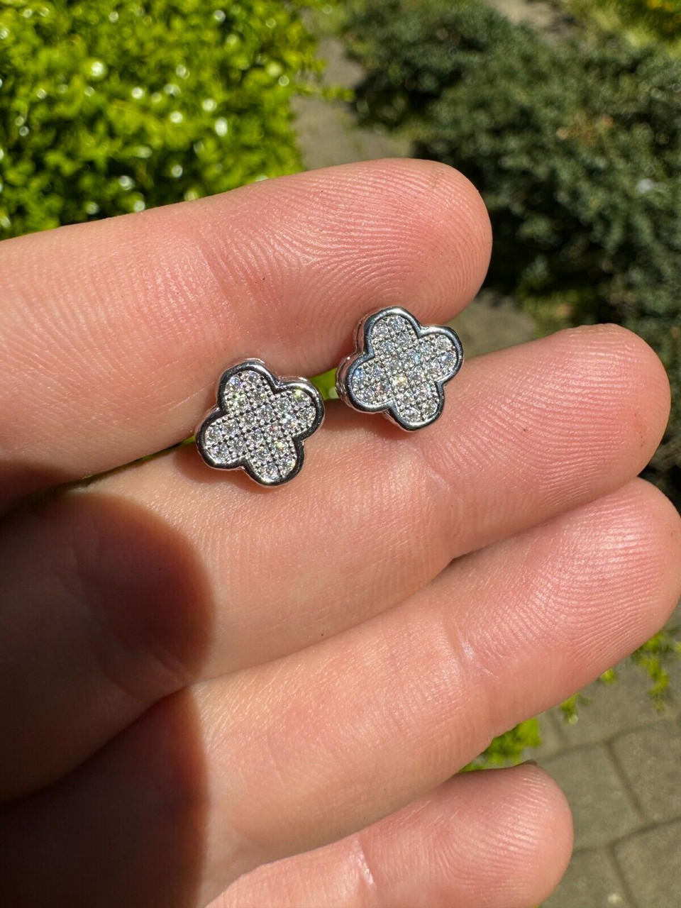 MOISSANITE Clover Fashionista Iced Out Earrings - 925 Silver - 10mm