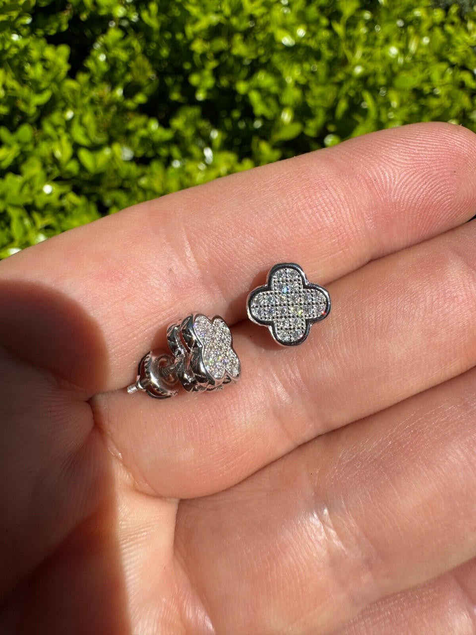 MOISSANITE Clover Fashionista Iced Out Earrings - 925 Silver - 10mm
