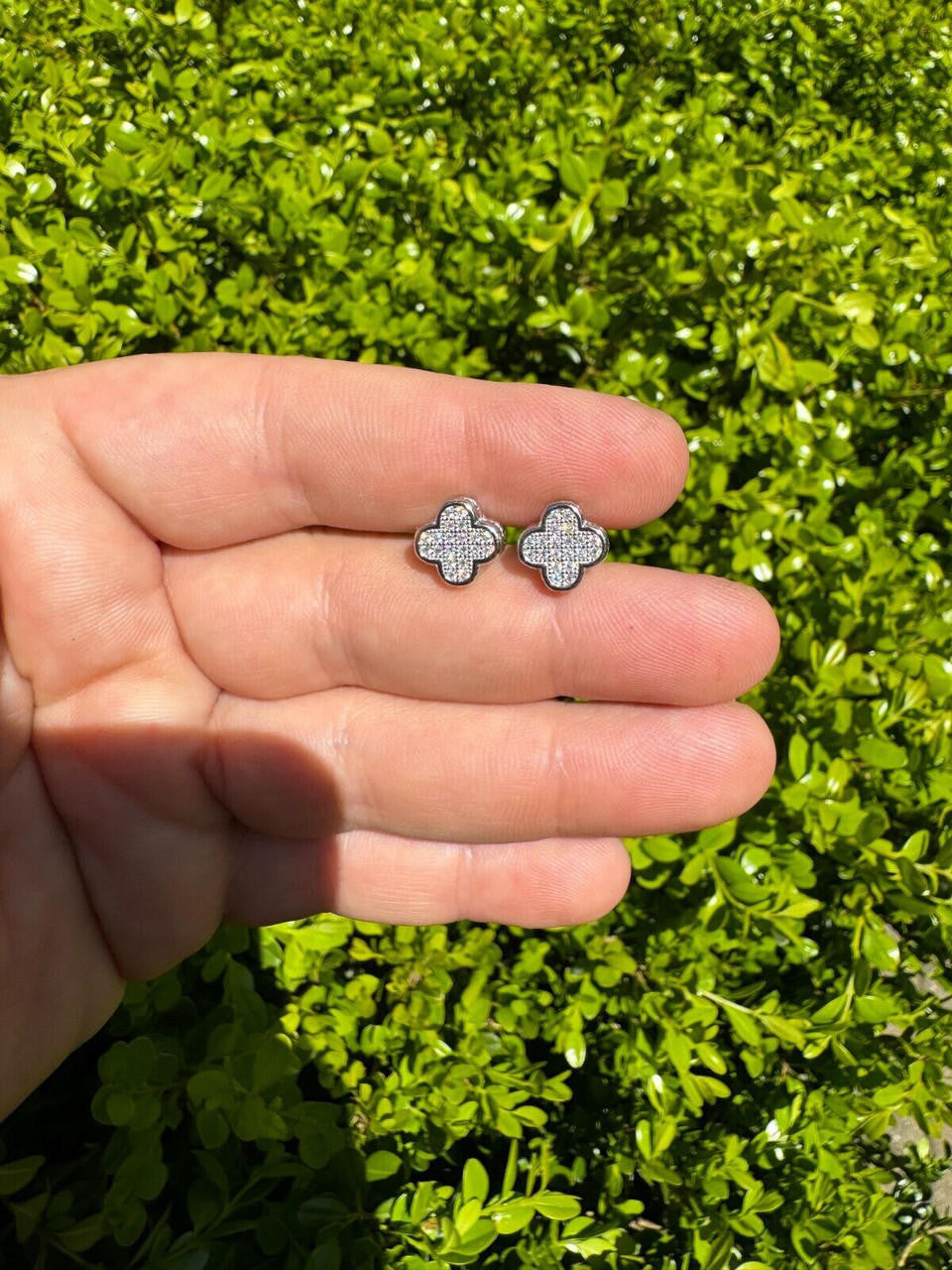 MOISSANITE Clover Fashionista Iced Out Earrings - 925 Silver - 10mm