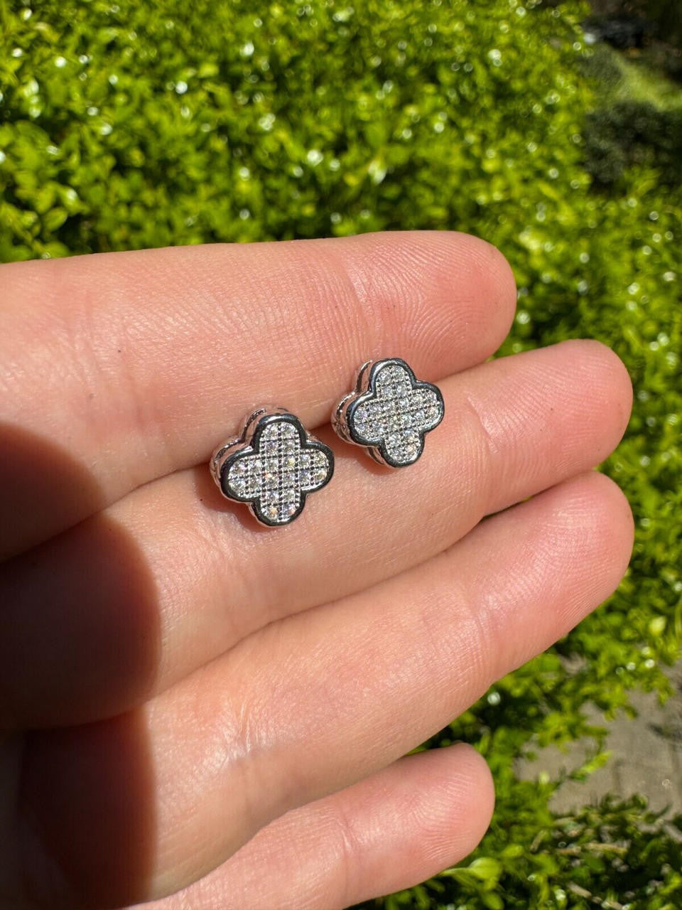 MOISSANITE Clover Fashionista Iced Out Earrings - 925 Silver - 10mm