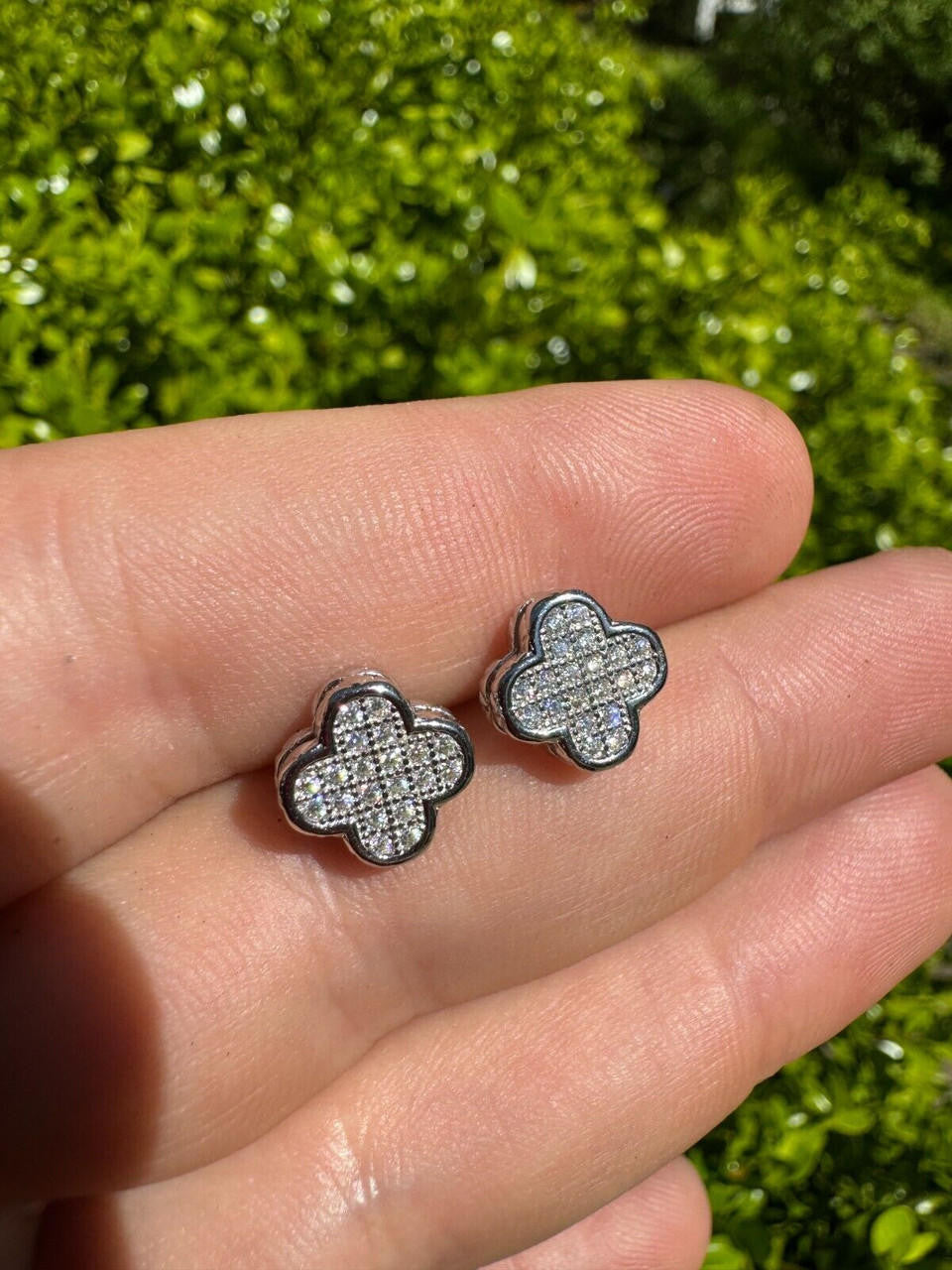 MOISSANITE Clover Fashionista Iced Out Earrings - 925 Silver - 10mm