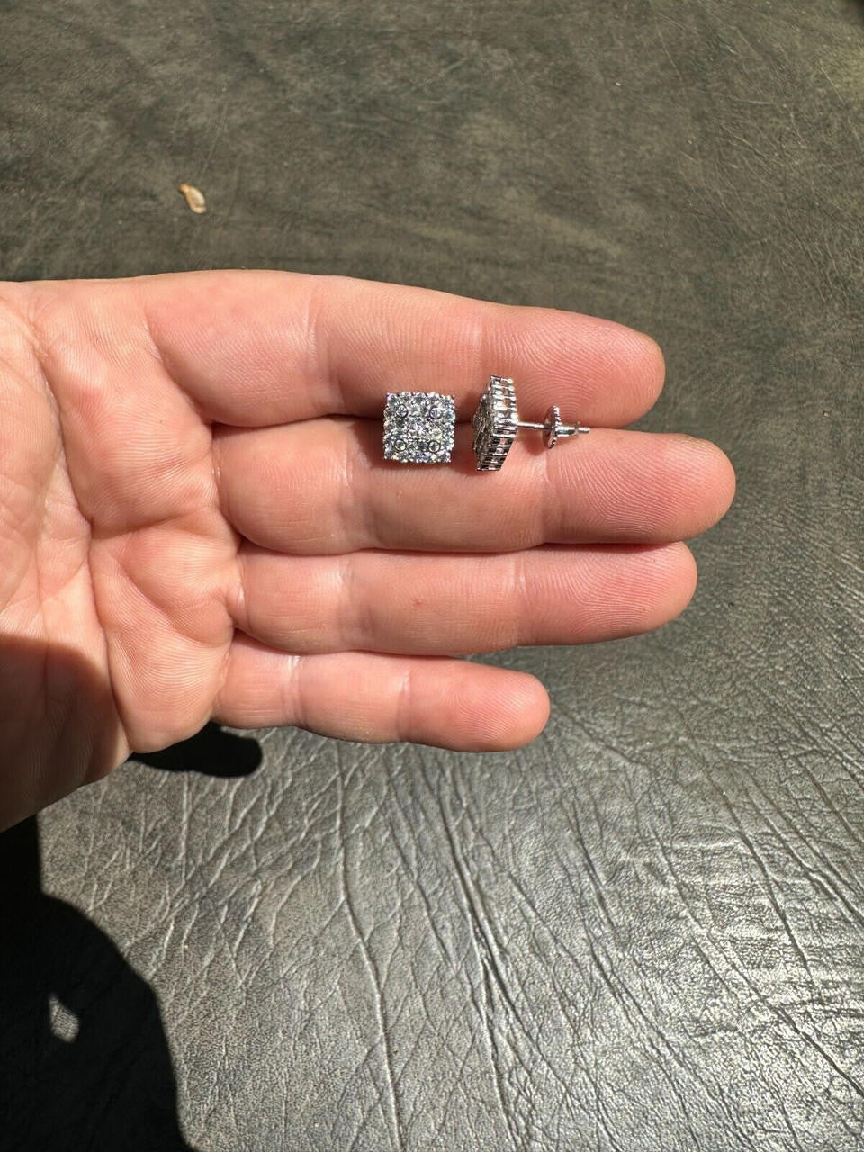 MOISSANITE Four Corners Square Iced Out Earrings - 925 Silver - 10mm