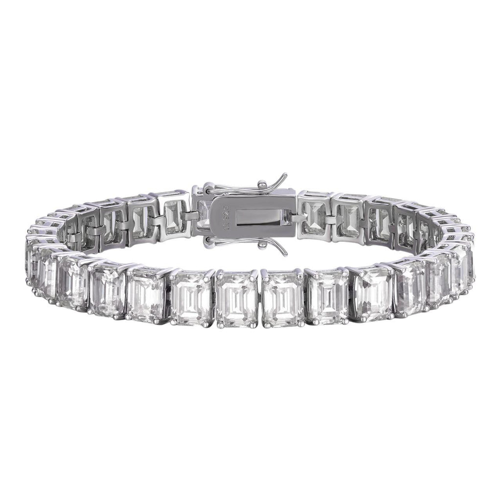 MOISSANITE Emerald Cut Tennis Bracelet Iced Out - 925 Silver - 8mm - 7-8"