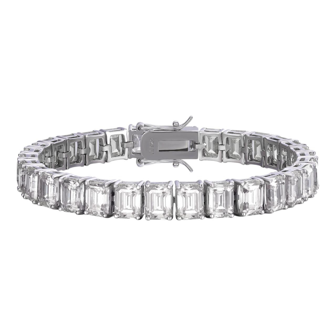 MOISSANITE Emerald Cut Tennis Bracelet Iced Out - 925 Silver - 8mm - 7-8"