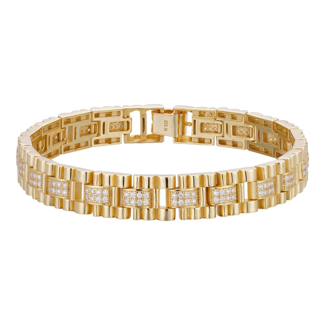 MOISSANITE Everyday Classic Presidential Custom Link Bracelet Iced Out - 14k Gold Vermeil 925 Silver - 10mm - 7.5"-8.5"