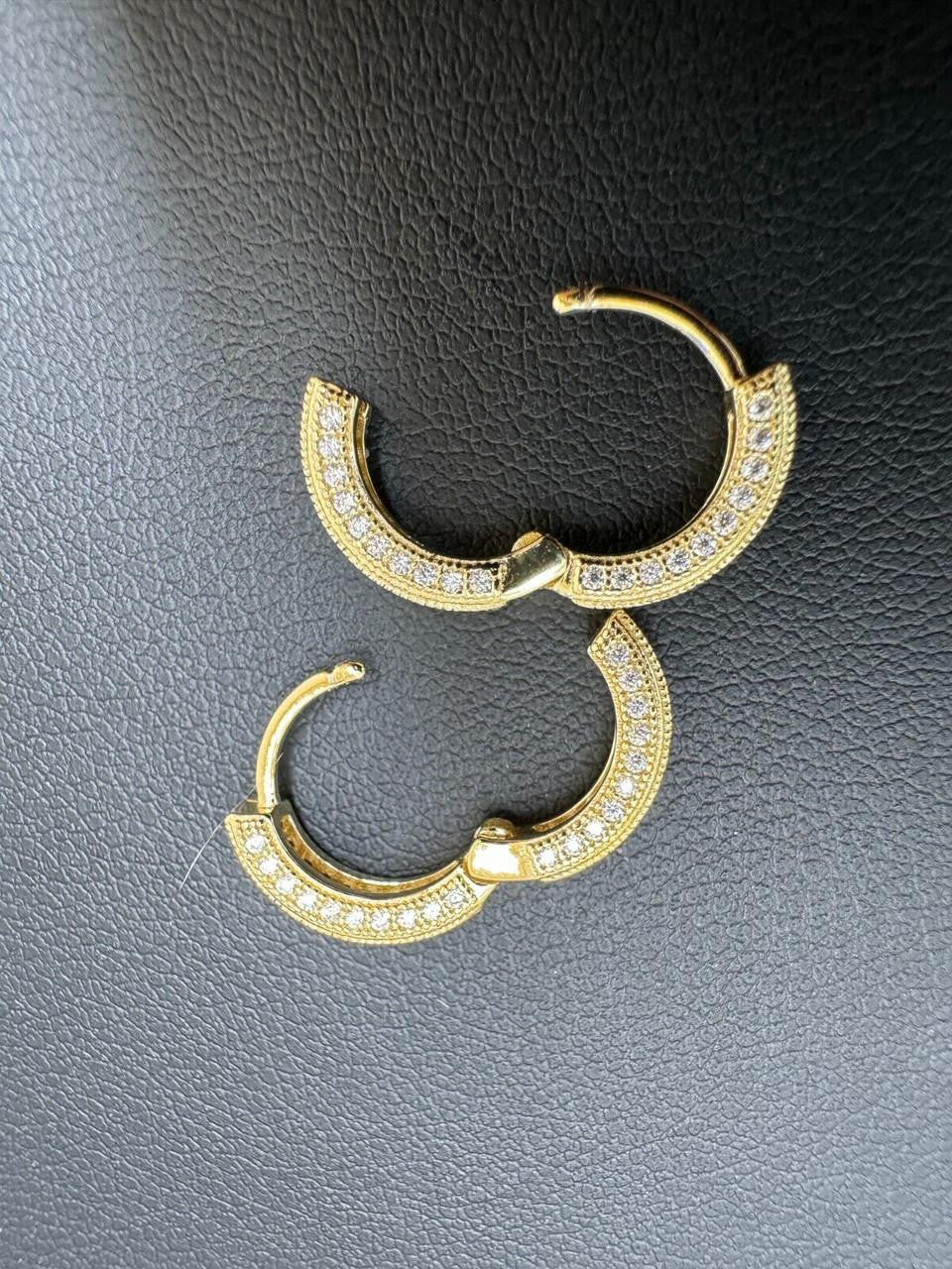 MOISSANITE Everyday Wear Small Huggie Iced Out Hoops - 14k Gold Vermeil 925 Silver - 12mm