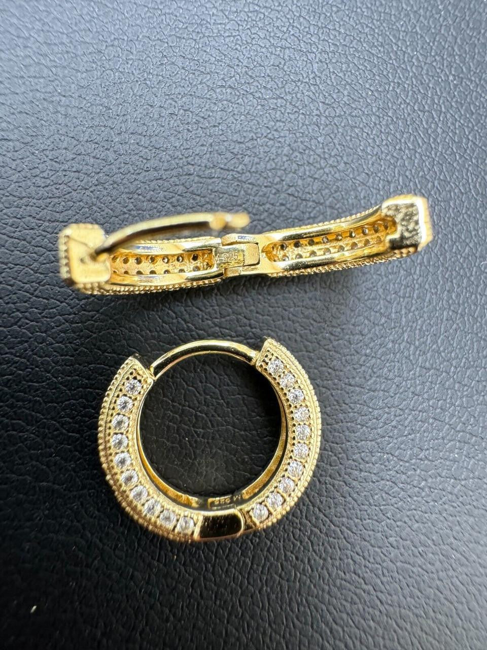 MOISSANITE Everyday Wear Small Huggie Iced Out Hoops - 14k Gold Vermeil 925 Silver - 12mm
