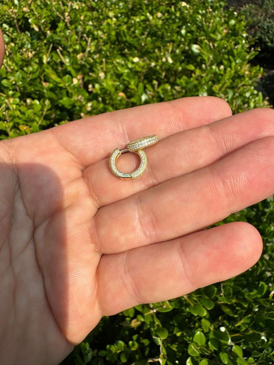 MOISSANITE Everyday Wear Small Huggie Iced Out Hoops - 14k Gold Vermeil 925 Silver - 12mm