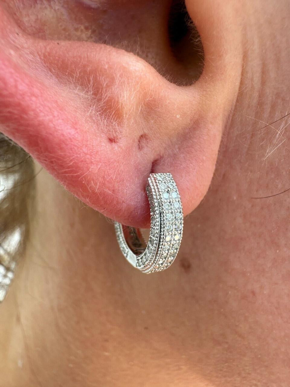 MOISSANITE Everyday Wear Small Huggie Iced Out Hoops - 925 Silver - 12mm