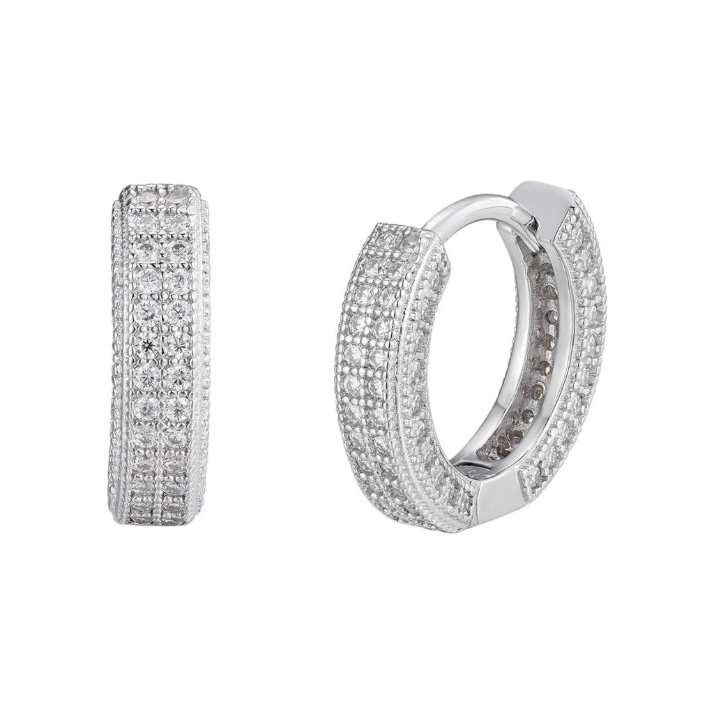 MOISSANITE Everyday Wear Small Huggie Iced Out Hoops - 925 Silver - 12mm
