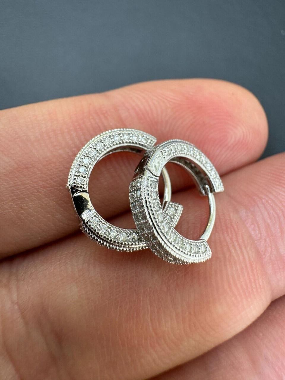MOISSANITE Everyday Wear Small Huggie Iced Out Hoops - 925 Silver - 12mm