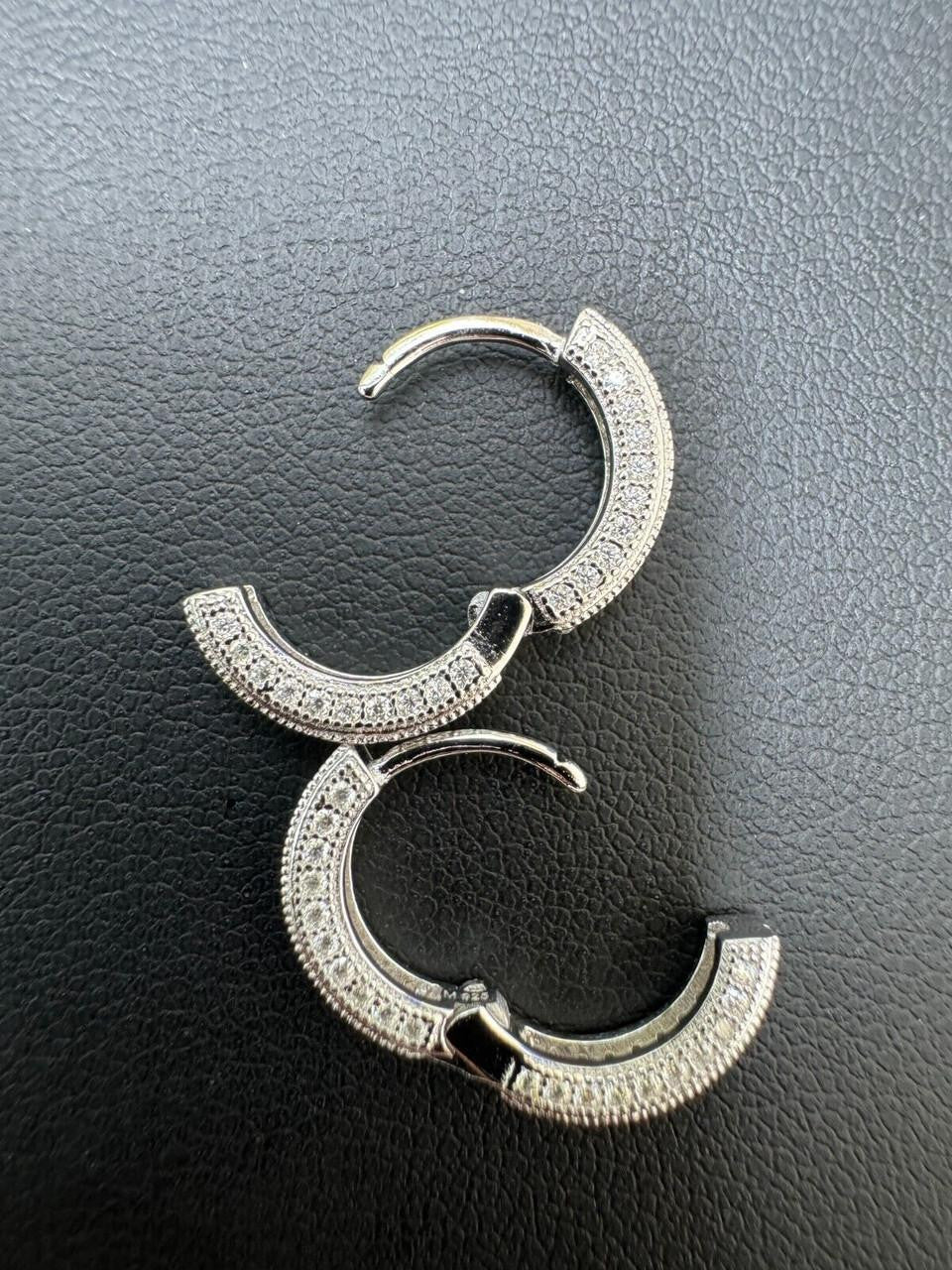 MOISSANITE Everyday Wear Small Huggie Iced Out Hoops - 925 Silver - 12mm