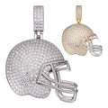 MOISSANITE Football Helmet Iced Out Pendant - 14k Gold Vermeil Or 925 Silver - Small 1.5"