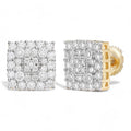 MOISSANITE Four Corners Square Iced Out Earrings - 14k Gold Vermeil 925 Silver - 10mm