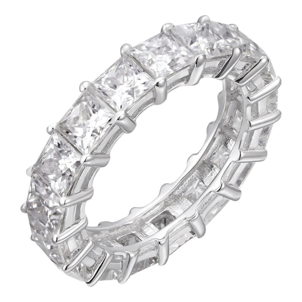 MOISSANITE Full Eternity Princess Cut (Square) Band Wedding Ring - 925 Silver - 2mm-5mm