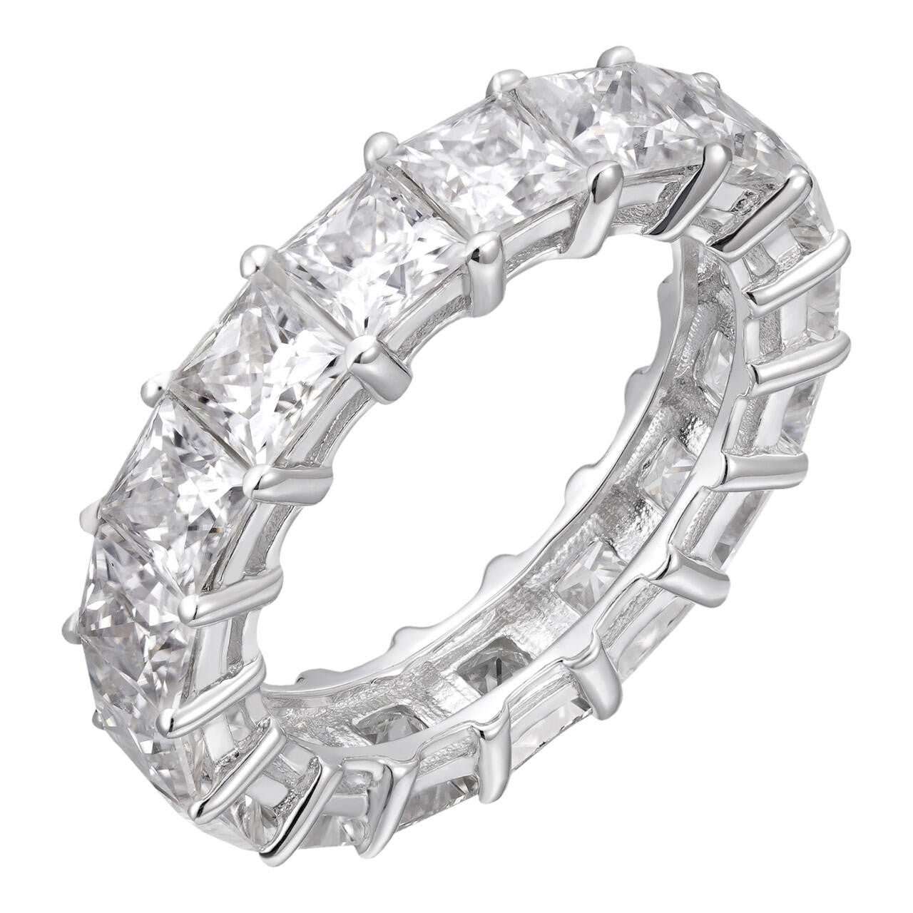 MOISSANITE Full Eternity Princess Cut (Square) Band Wedding Ring - 925 Silver - 2mm-5mm