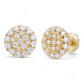 MOISSANITE Fully Iced Out Round Hip Hop Earrings - 14k Gold Vermeil 925 Silver - 10.5mm