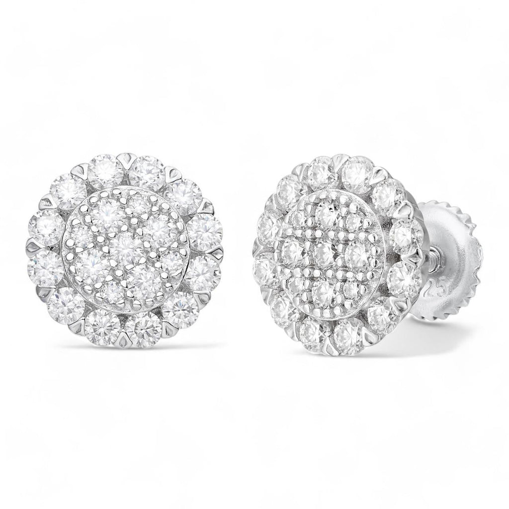 MOISSANITE Fully Iced Out Round Hip Hop Earrings - 925 Silver - 10.5mm