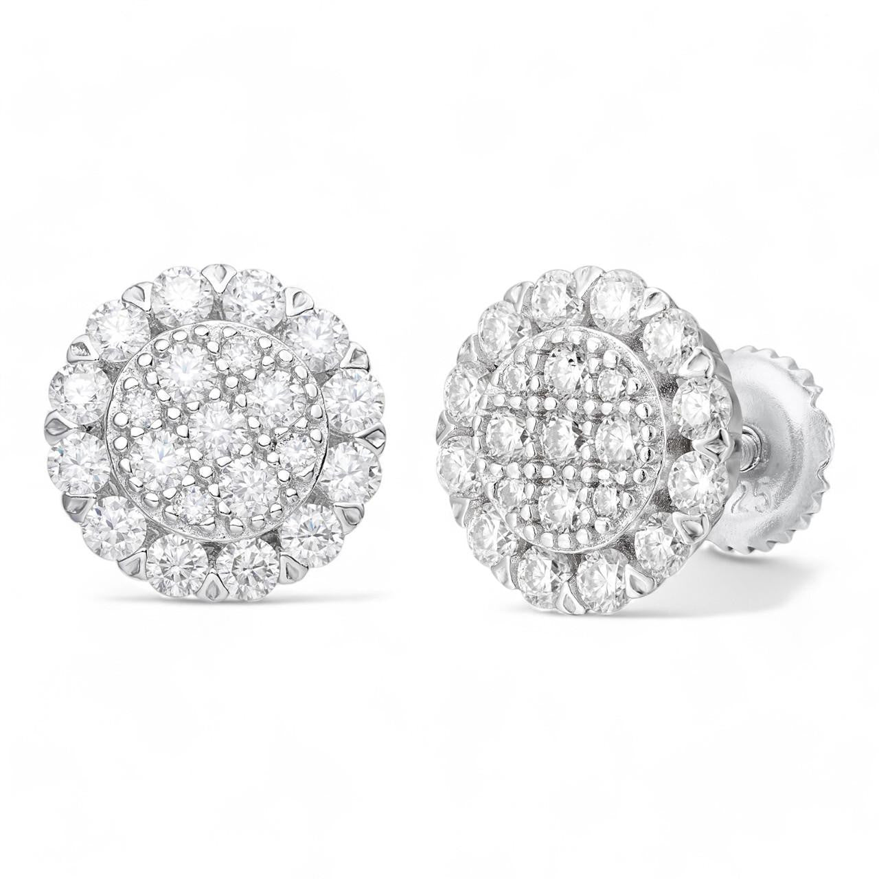 MOISSANITE Fully Iced Out Round Hip Hop Earrings - 925 Silver - 10.5mm