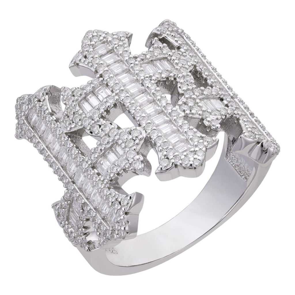 MOISSANITE Gothic Three Crosses Baguette Iced Out Ring - 925 Silver