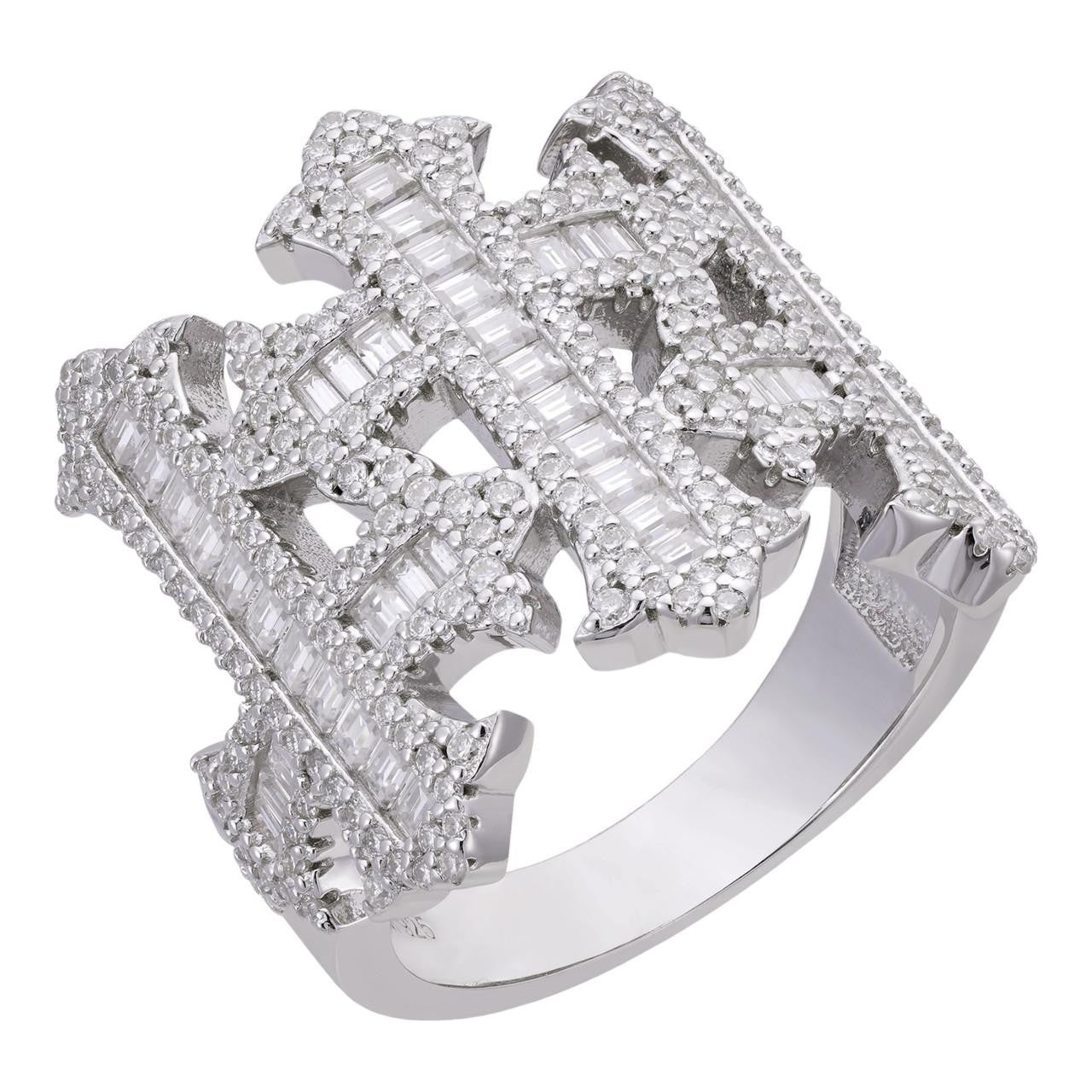 MOISSANITE Gothic Three Crosses Baguette Iced Out Ring - 925 Silver