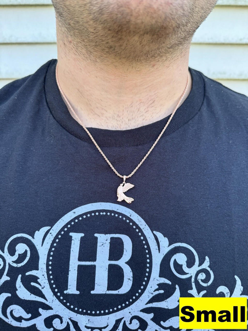 MOISSANITE Guardian Angel Wing Pendant - 14k Rose Vermeil 925 Silver  - 3 Sizes 1"-2.25"