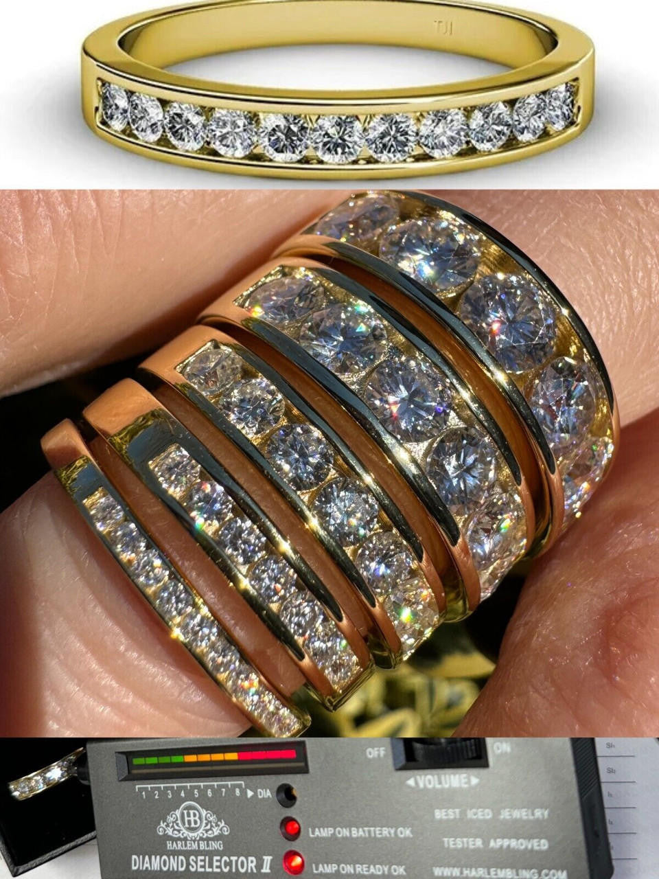 MOISSANITE Half Eternity Channel Set Wedding Band Ring - 14k Gold Vermeil 925 Silver - 1.5mm-5mm