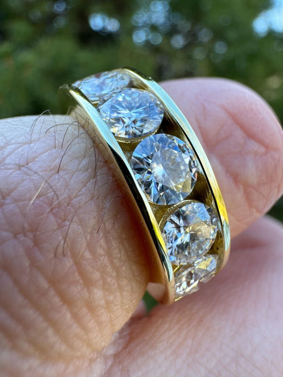 MOISSANITE Half Eternity Channel Set Wedding Band Ring - 14k Gold Vermeil 925 Silver - 1.5mm-5mm
