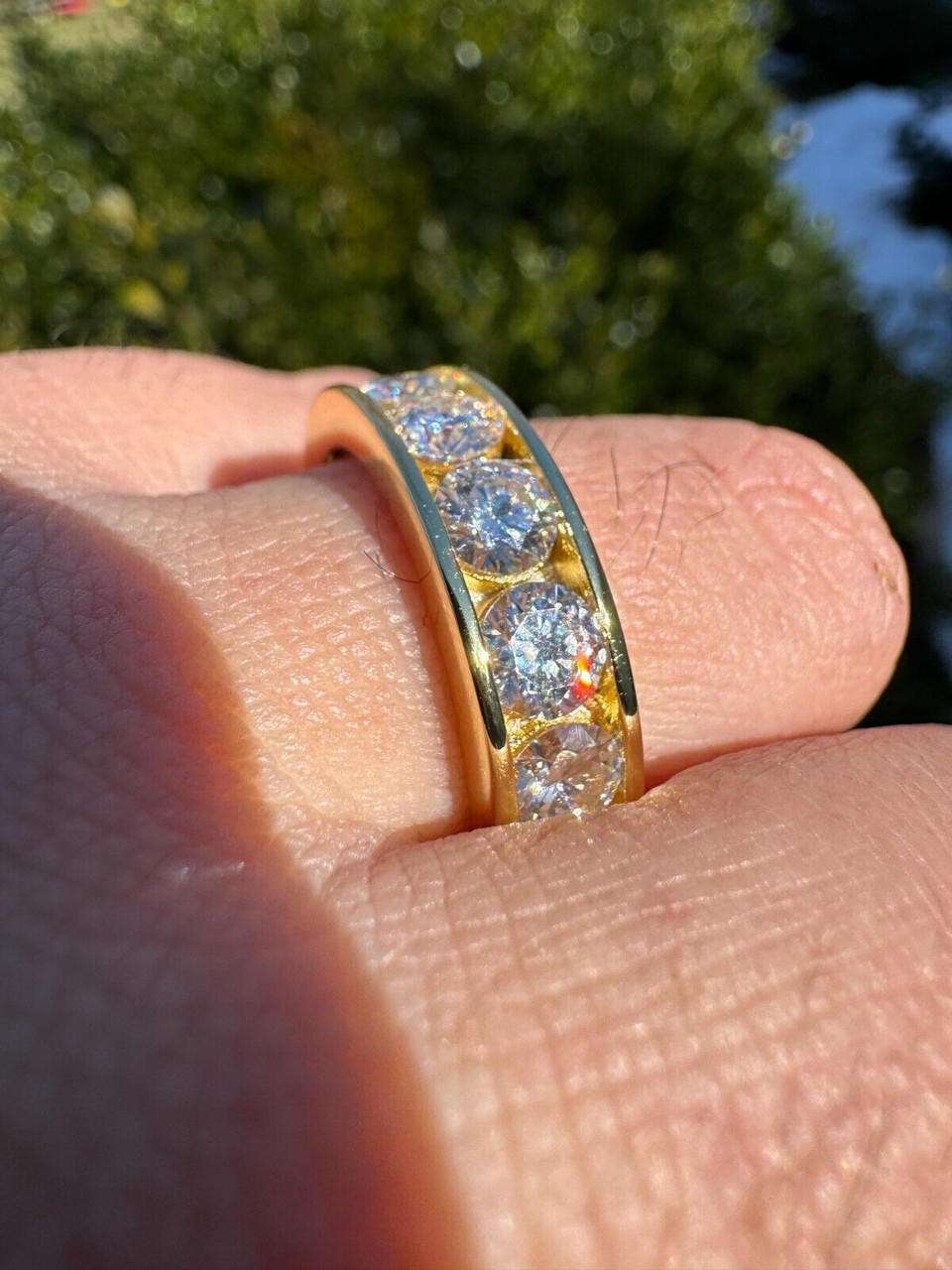 MOISSANITE Half Eternity Channel Set Wedding Band Ring - 14k Gold Vermeil 925 Silver - 1.5mm-5mm