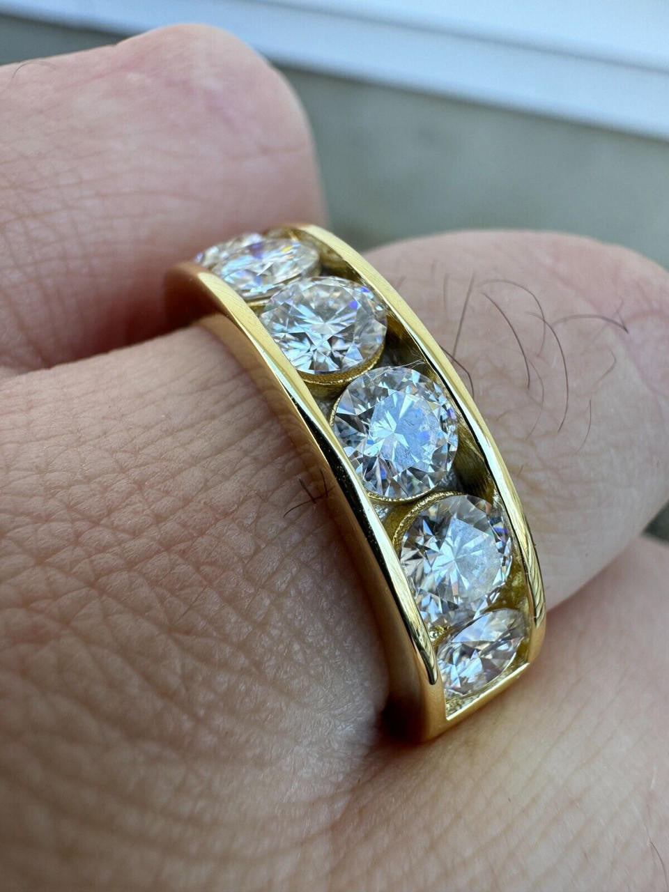 MOISSANITE Half Eternity Channel Set Wedding Band Ring - 14k Gold Vermeil 925 Silver - 1.5mm-5mm