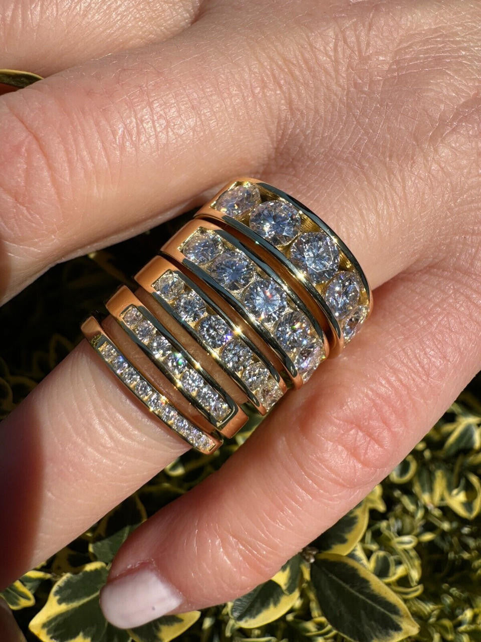 MOISSANITE Half Eternity Channel Set Wedding Band Ring - 14k Gold Vermeil 925 Silver - 1.5mm-5mm
