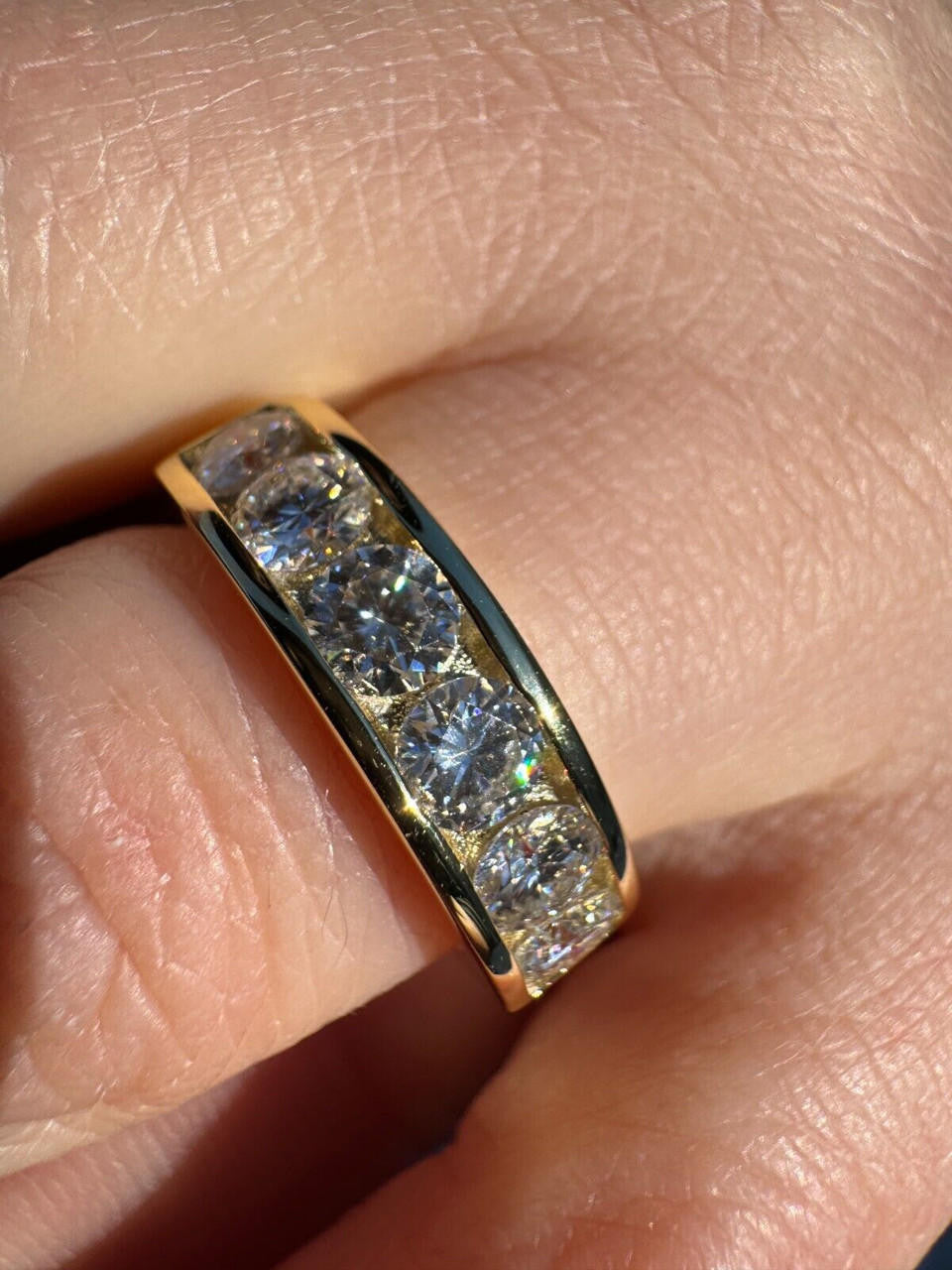 MOISSANITE Half Eternity Channel Set Wedding Band Ring - 14k Gold Vermeil 925 Silver - 1.5mm-5mm