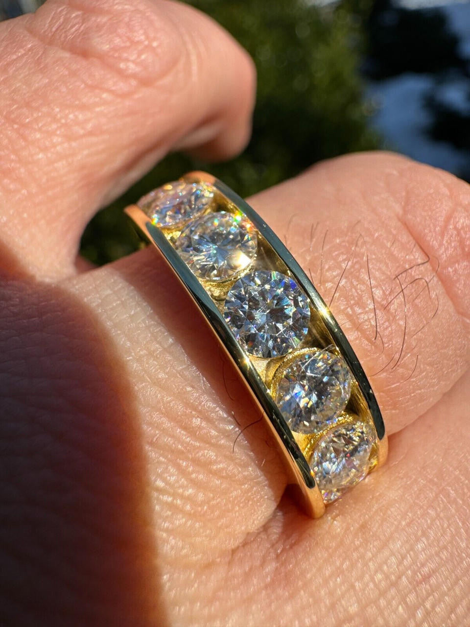 MOISSANITE Half Eternity Channel Set Wedding Band Ring - 14k Gold Vermeil 925 Silver - 1.5mm-5mm