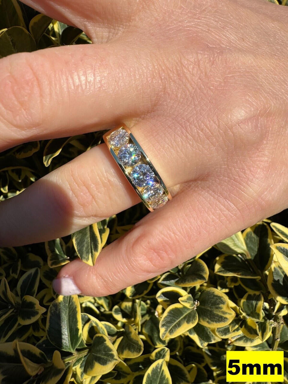 MOISSANITE Half Eternity Channel Set Wedding Band Ring - 14k Gold Vermeil 925 Silver - 1.5mm-5mm